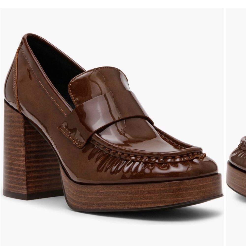 Steve Madden Brown Patent Leather Platform Loafers